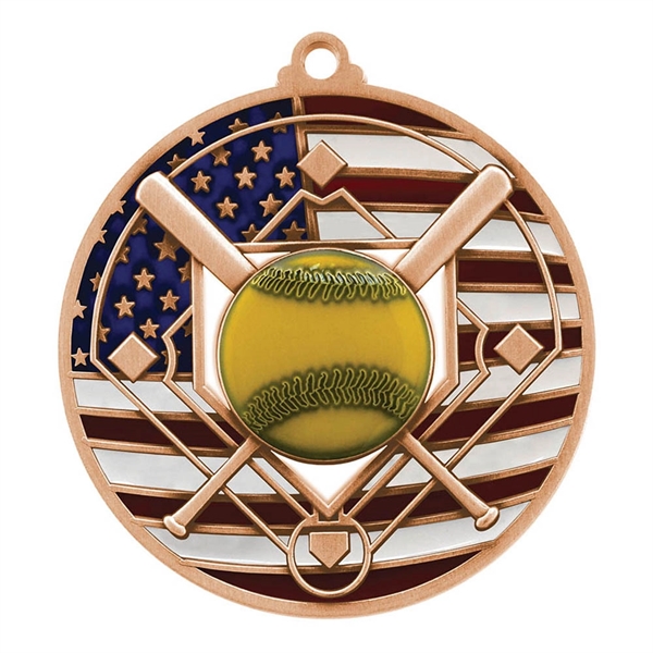 2 3/4" Softball Patriotic Medallion - Image 3