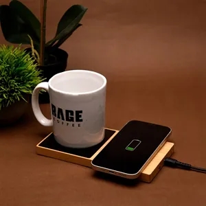 Bamboo Mug Warmer Wireless Charger - Brilliant Promos - Be Brilliant!