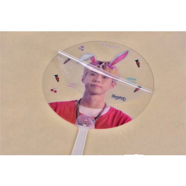 Clear Advertising Hand Fan w/Full Color Imprint - 18cm Dia. - Image 2