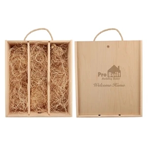 Wood Gift Box for Three Wine Bottles