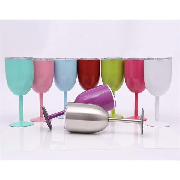 10oz Double Wall Stainless Steel Goblet With Lid