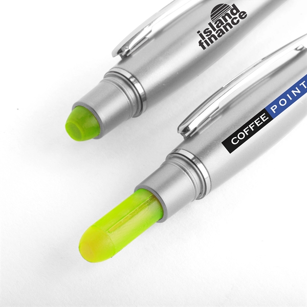 3-in-1 Plastic Ballpoint Pen with Highlighter and Soft Touch - Image 5