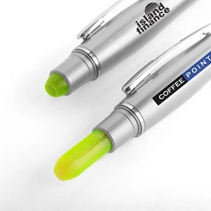 3-in-1 Plastic Ballpoint Pen with Highlighter and Soft Touch