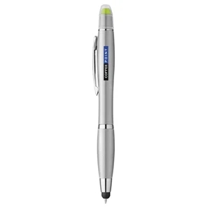 3-in-1 Plastic Ballpoint Pen with Highlighter and Soft Touch