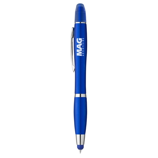 3-in-1 Plastic Ballpoint Pen with Highlighter and Soft Touch - Image 9