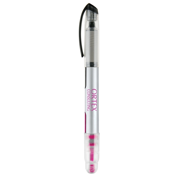 2-in-1 Plastic Rollerball Pen with Highlighter - Image 2