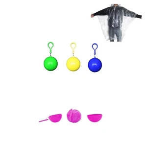 Ball Shaped Disposable Hooded Poncho with Keychain