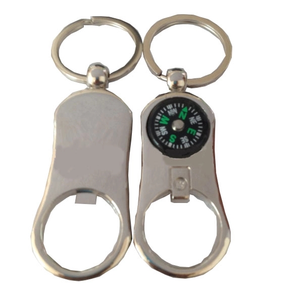 Compass Blank Metal Keychains with Bottle Opener