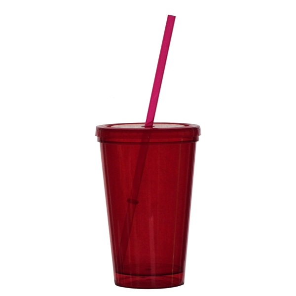 Double Wall Tumbler Travel Cup w/Straw - 16oz - Image 6