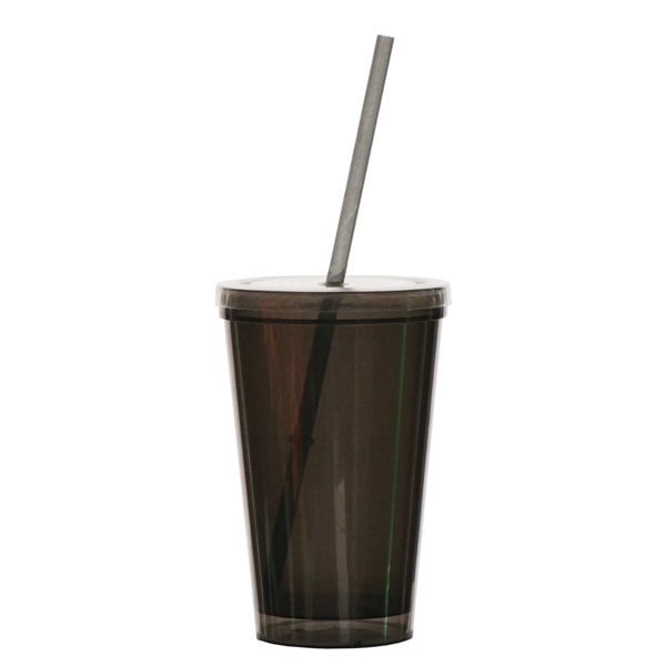 Double Wall Tumbler Travel Cup w/Straw - 16oz - Image 7