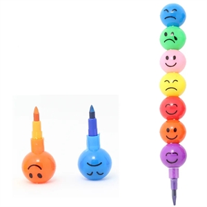 Kids Round Stacking Crayons Plastic Pen - Brilliant Promos - Be