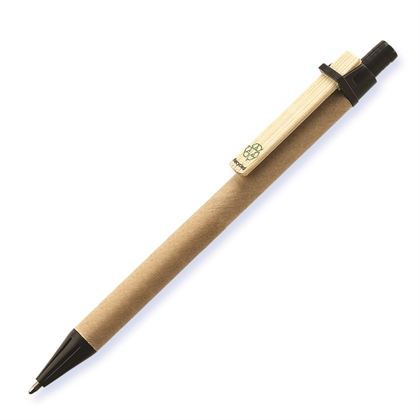 Eco-Friendly Recycled Cardboard Clicker Pen w/ Bamboo Clip - Image 2