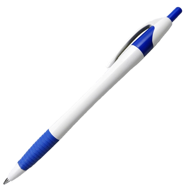 White Barrel European Design Ballpoint Pen w/Rubber Grip - Image 3