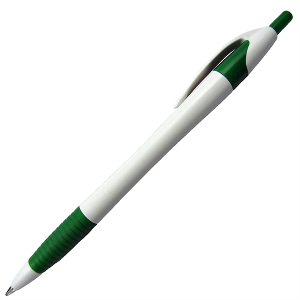 White Barrel European Design Ballpoint Pen w/Rubber Grip - Image 4