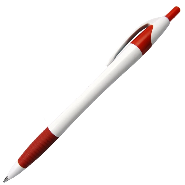 White Barrel European Design Ballpoint Pen w/Rubber Grip - Image 5
