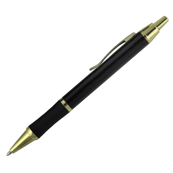 European Style Rubber Grip Metal Pen w/ Gold Accents - Image 2