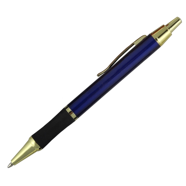European Style Rubber Grip Metal Pen w/ Gold Accents - Image 3