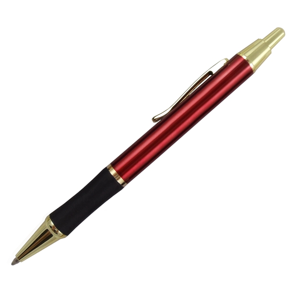 European Style Rubber Grip Metal Pen w/ Gold Accents - Image 5