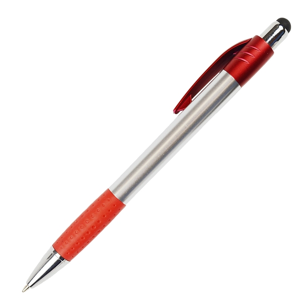Silver Matte Pen w/Stylus, Colored Rubber Grips & Accents - Image 5