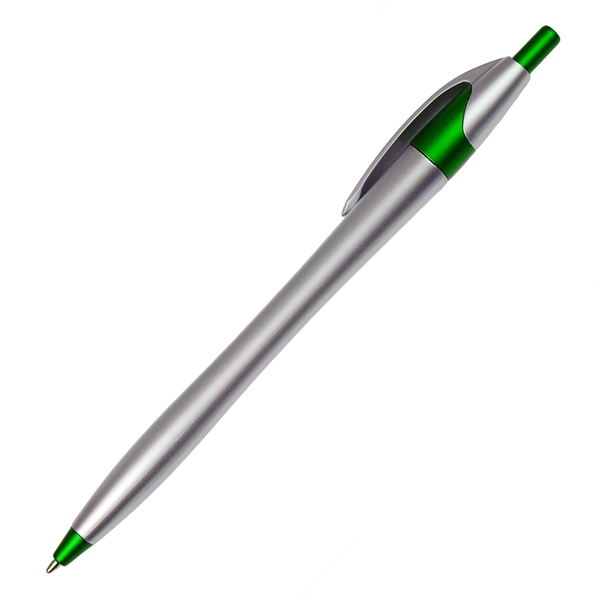 Silver Barrel European Design Ballpoint Pen w/Color Accents - Image 4