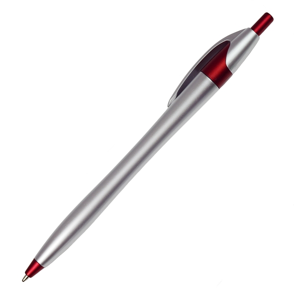 Silver Barrel European Design Ballpoint Pen w/Color Accents - Image 5