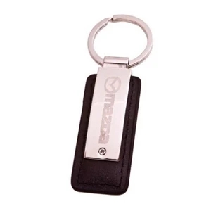 Keychain- Rectangle w/ Leather - Shiny Finish is Default -