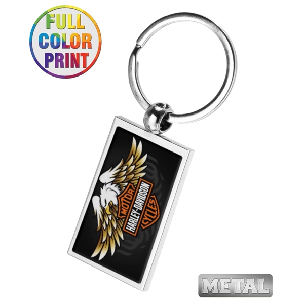 Rectangle Shaped Metal Keychain-Full Color Dome - Image 1