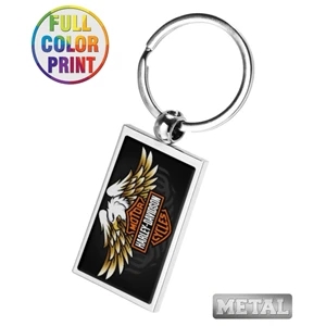 Rectangle Shaped Metal Keychain-Full Color Dome