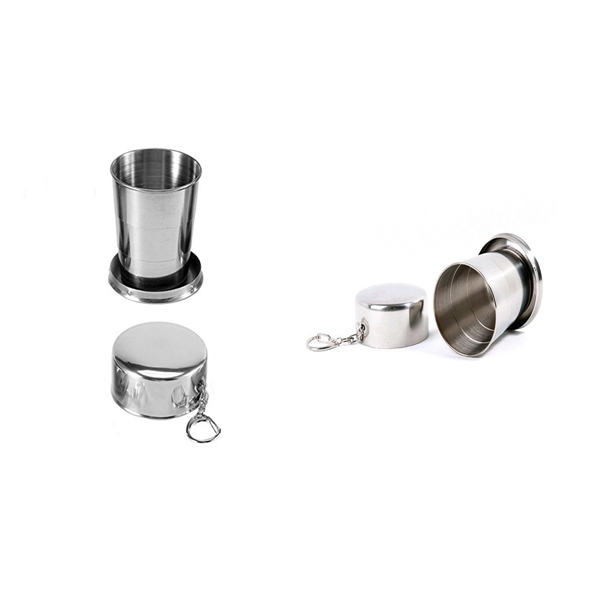 4.7oz Stainless Steel Retractable Cup with Keychain