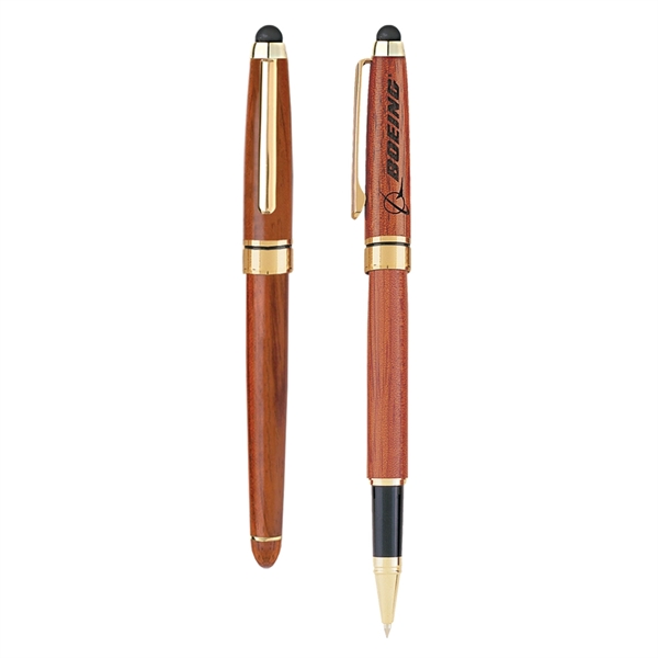 Rosewood Cap-Off Rollerball with Stylus - Image 1