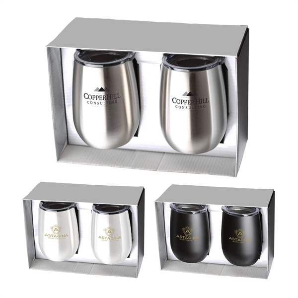 Stainless Steel Stemless Wine Tumbler Gift Set - Image 1