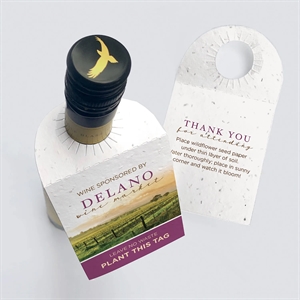 Seed Paper Wine Bottle Tag Without Fold - Double Sided