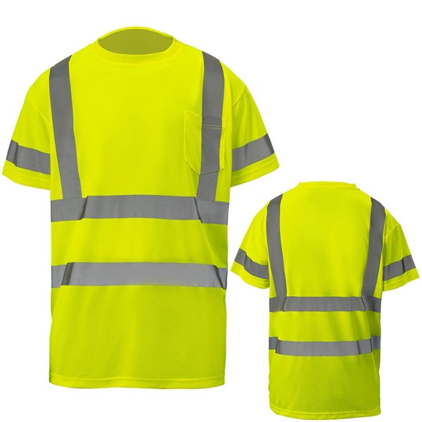 Hi-Viz Class 3 Reflective Tape Safety Workwear Shirt Pocket