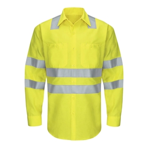 Red Kap Enhanced & Hi-Visibility Long Sleeve Work Shirt -...