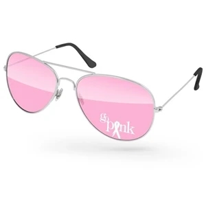 Breast Cancer Awareness Aviator Sunglasses w/1-color imprint