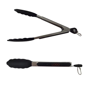 9" Silicone Tipped Locking Tongs BBQ Cooking Tool