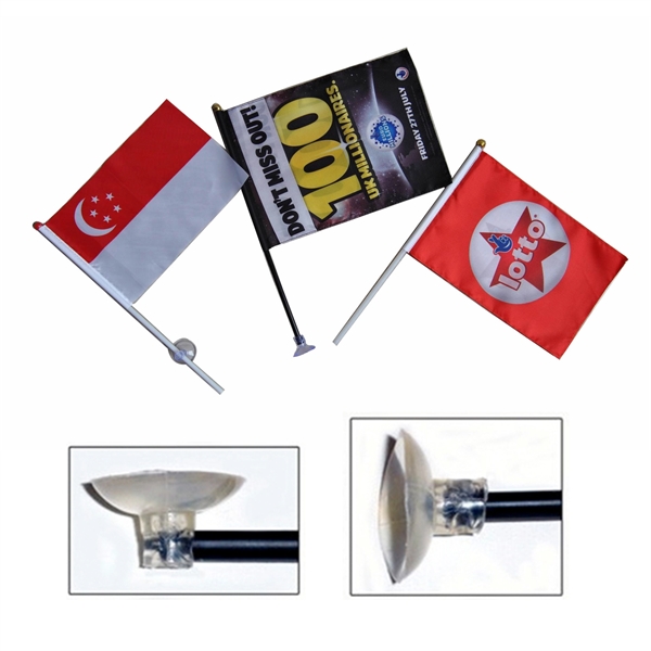 Suction Cup Stick Flag. 2 Angle Suction Cup Option Included.