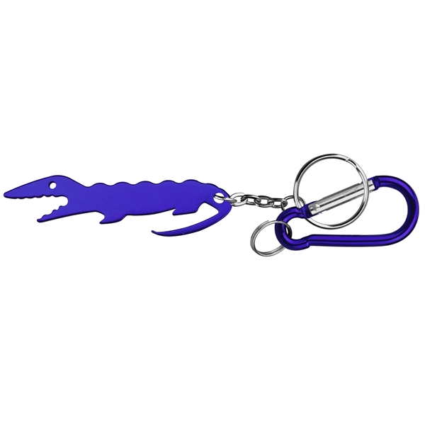Alligator shaped bottle opener keychain with carabiner - Image 2