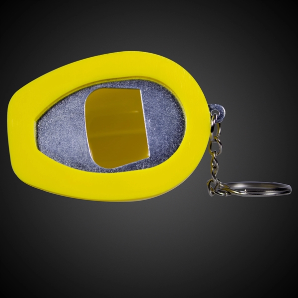 Yellow Plastic Construction Hat Bottle Opener Key Chain - Image 2