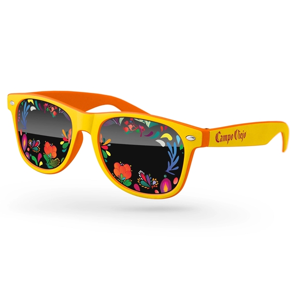 2-Tone Retro Sunglasses w/ full-color imprints - Image 1