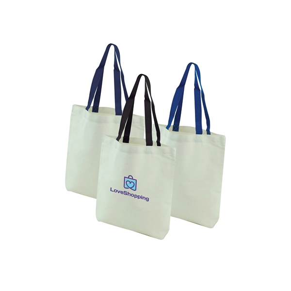 Open Cotton Tote Colored Handles - Image 1