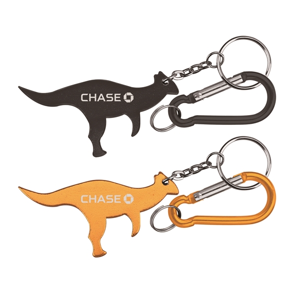 Dinosaur Shaped Aluminum Bottle Opener with with Carabiner - Image 1