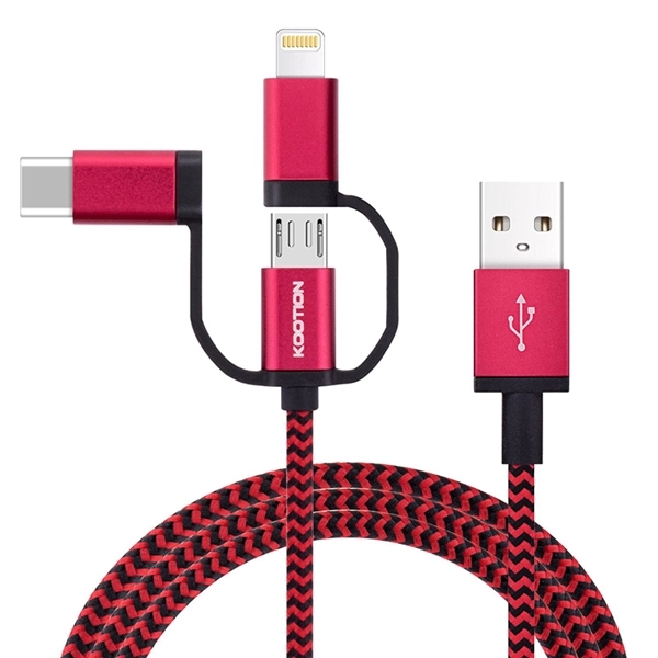 Apple MFI Certified Cable with Lightning, Type C and Micro c - Image 1