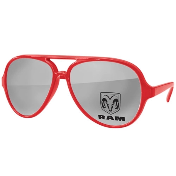 Aviator Sport Mirror Sunglasses w/ 1-color imprint - Image 1