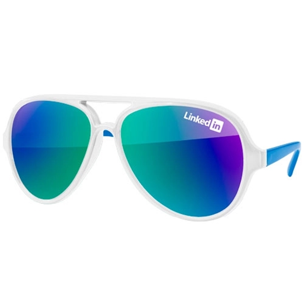 2-Tone Aviator Sport Mirror Sunglasses w/ 1-color imprint - Image 1