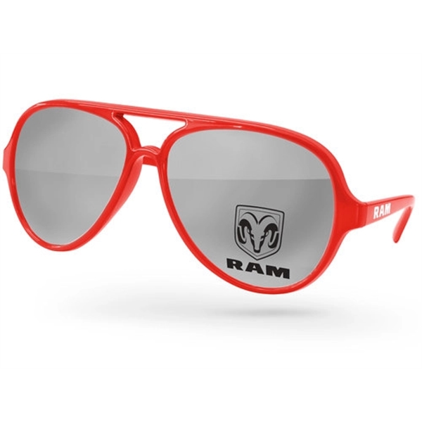 Aviator Sport Mirror Sunglasses w/ 1-color imprints - Image 1