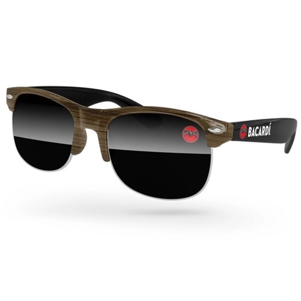 Faux-wood 2- Tone Club Sport Sunglasses w/full-color imprint - Image 1