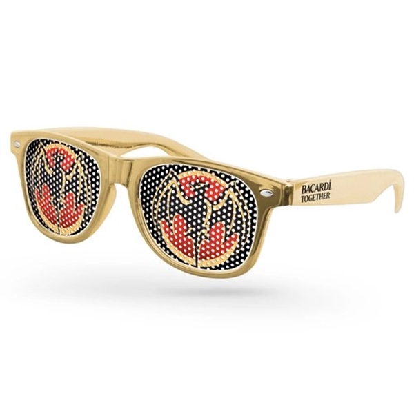 Metallic Retro Pinhole Sunglasses w/ 1-color imprint - Image 1