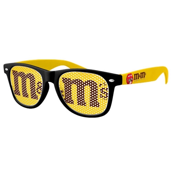2-Tone Retro Pinhole Sunglasses w/ full-color imprint - Image 1