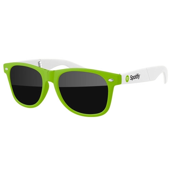 2-Tone Foldable Retro Sunglasses w/ 1-color imprint - Image 1